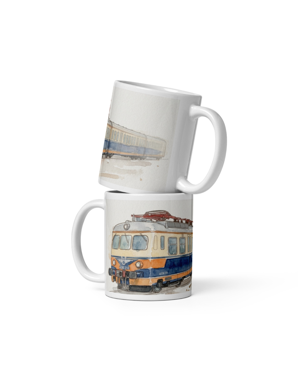 "4030" Aquarell Tasse Eisenbahnmuseum Schwechat X Trainimals
