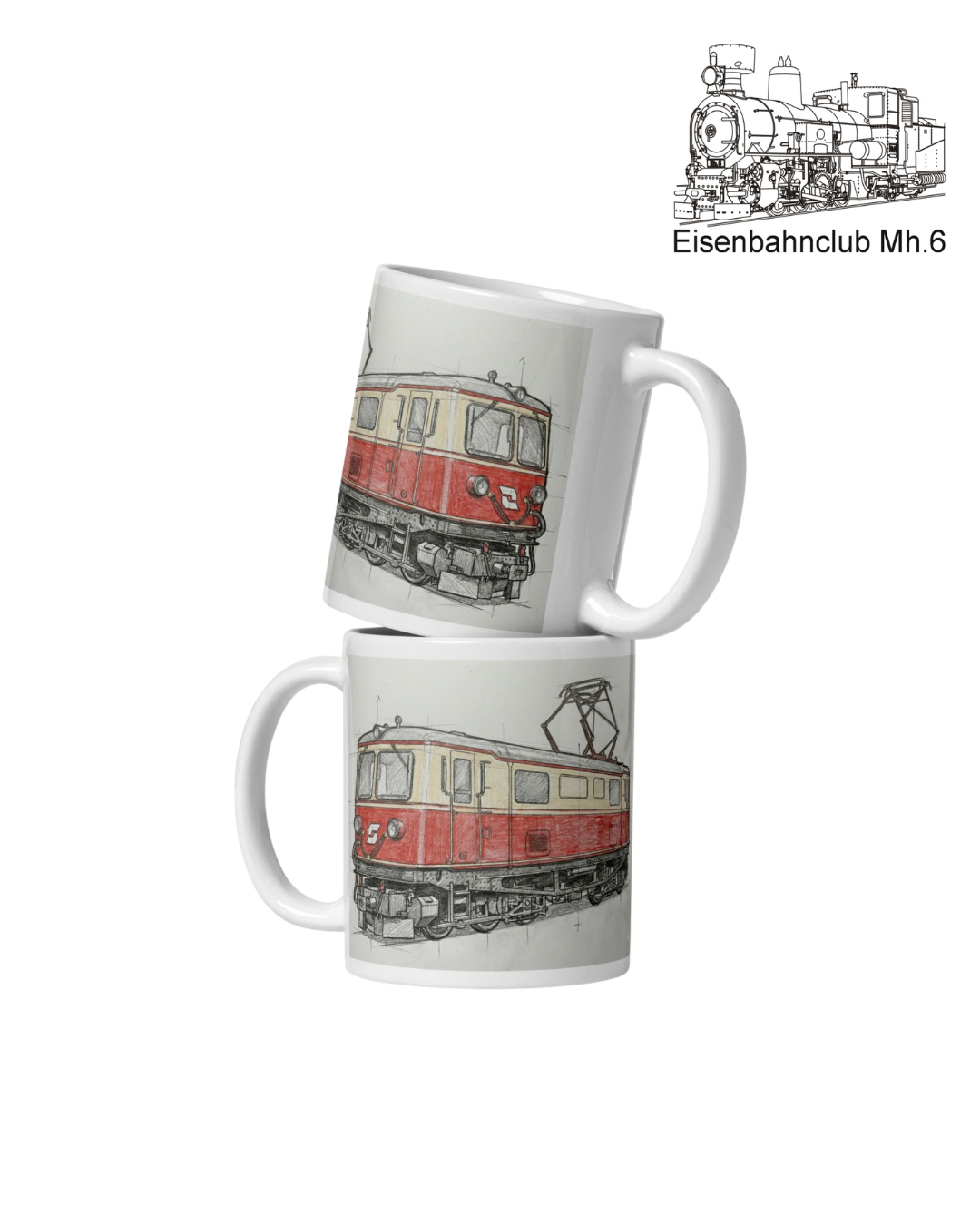 “1099” Line-Art Tasse Eisenbahnclub Mh.6 X Trainimals