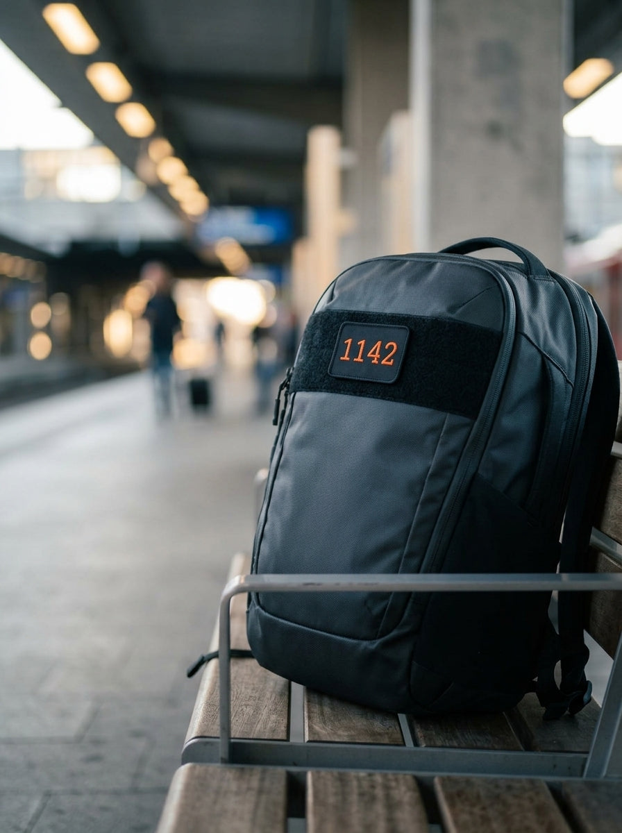 Embroidered velcro patch — lifestyle_backpack_station | Generated by Modelize