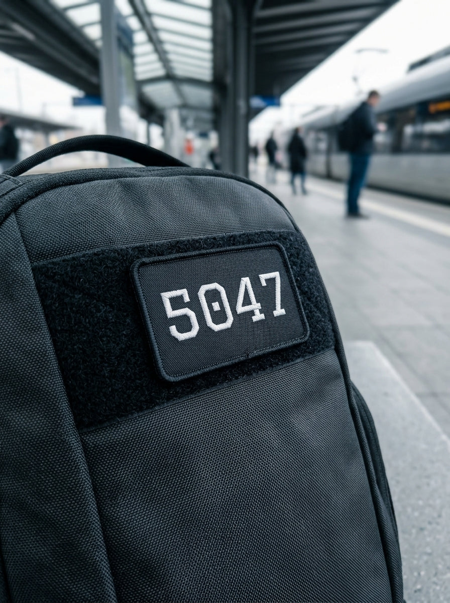 Embroidered velcro patch — lifestyle_backpack_station | Generated by Modelize