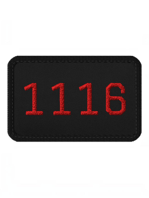 Trainimals 1116 Kraftpaket Klett-Patch in Schwarz mit roter Stickerei aus Twill-Gewebe