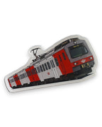 Trainimals Acryl-Magnet mit rot-grauem Zug im Wiener S-Bahn-Design, 10 cm lang