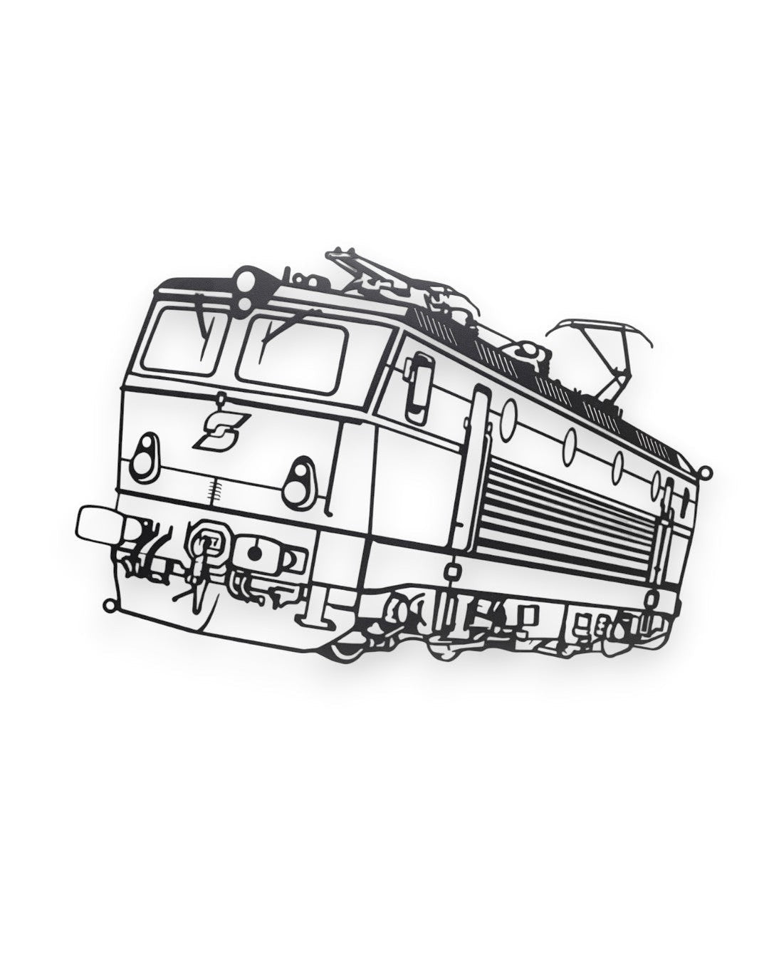 Trainimals Alpenstaubsauger Metall-Wandbild, schwarze Lokomotive Silhouette, 30 cm