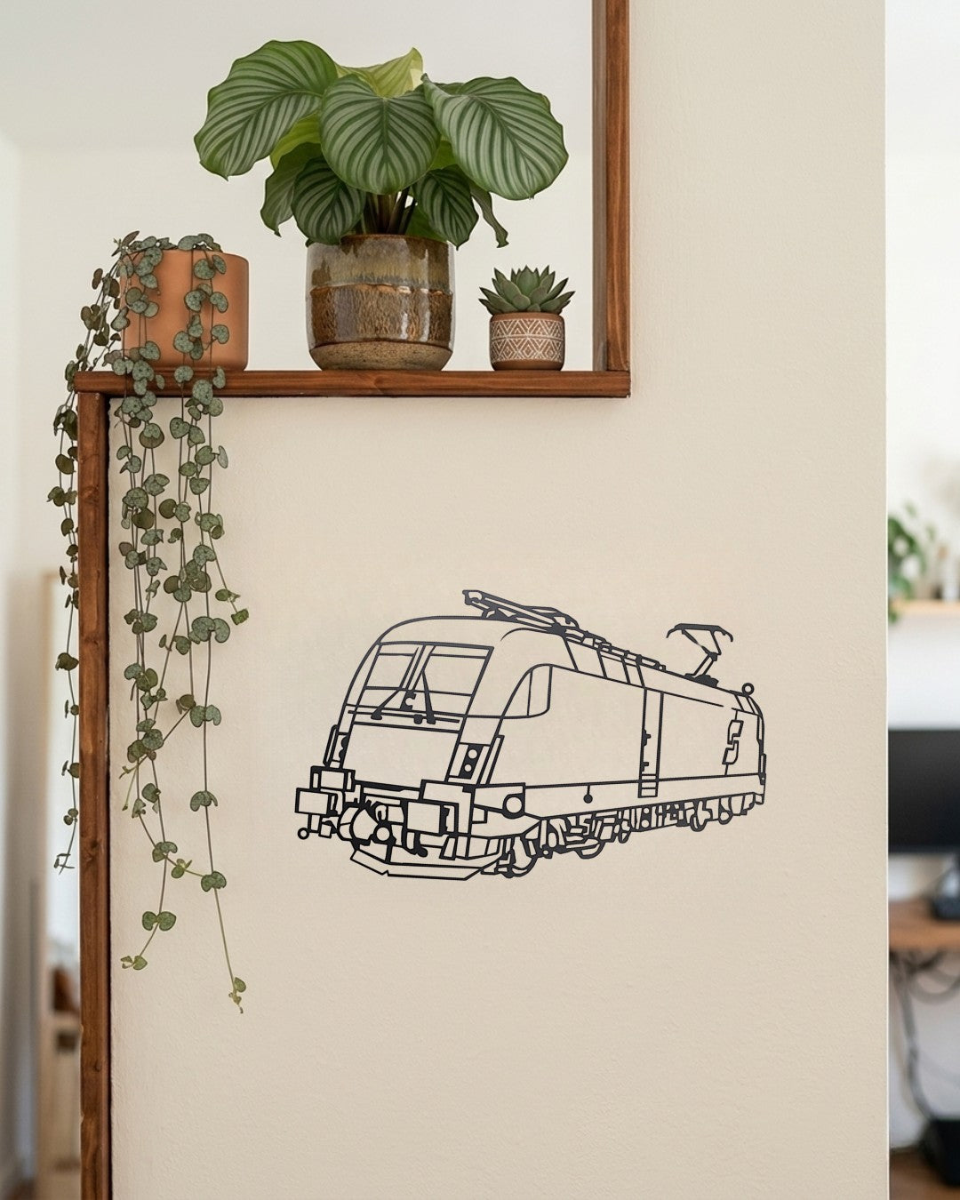 Trainimals „Kraftpaket“ Metall-Wandbild, minimalistische Zug-Silhouette, schwarz, 30 cm