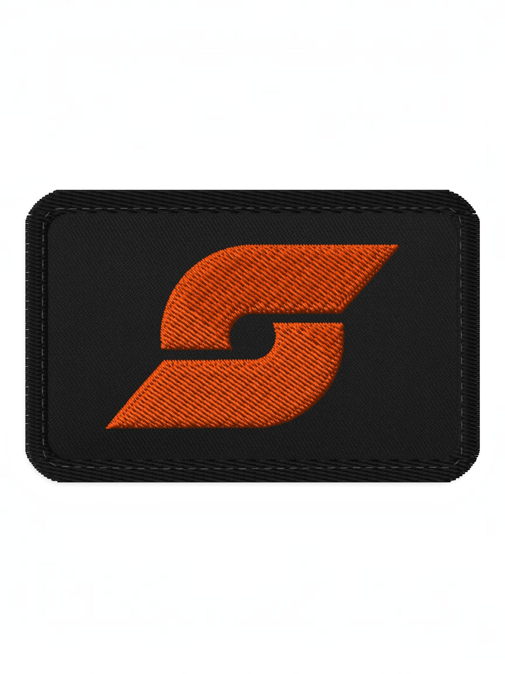 Trainimals Pflatsch Klett-Patch in Schwarz mit orangefarbenem gesticktem Logo aus Twill-Gewebe