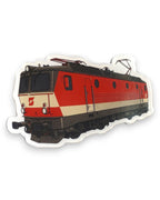 Trainimals Schachbrett Acryl Magnet: rote und weiße Lokomotive mit detaillierten Konturen, glatte Oberfläche, ca. 10 cm