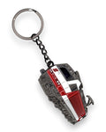Trainimals "Vierzehner" enamel keychain, detailed metal replica of a classic Austrian train, red, white, and grey.