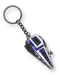 Trainimals "Wiener Klassiker" enamel keychain, blue and white S-Bahn train design, metal with keyring.