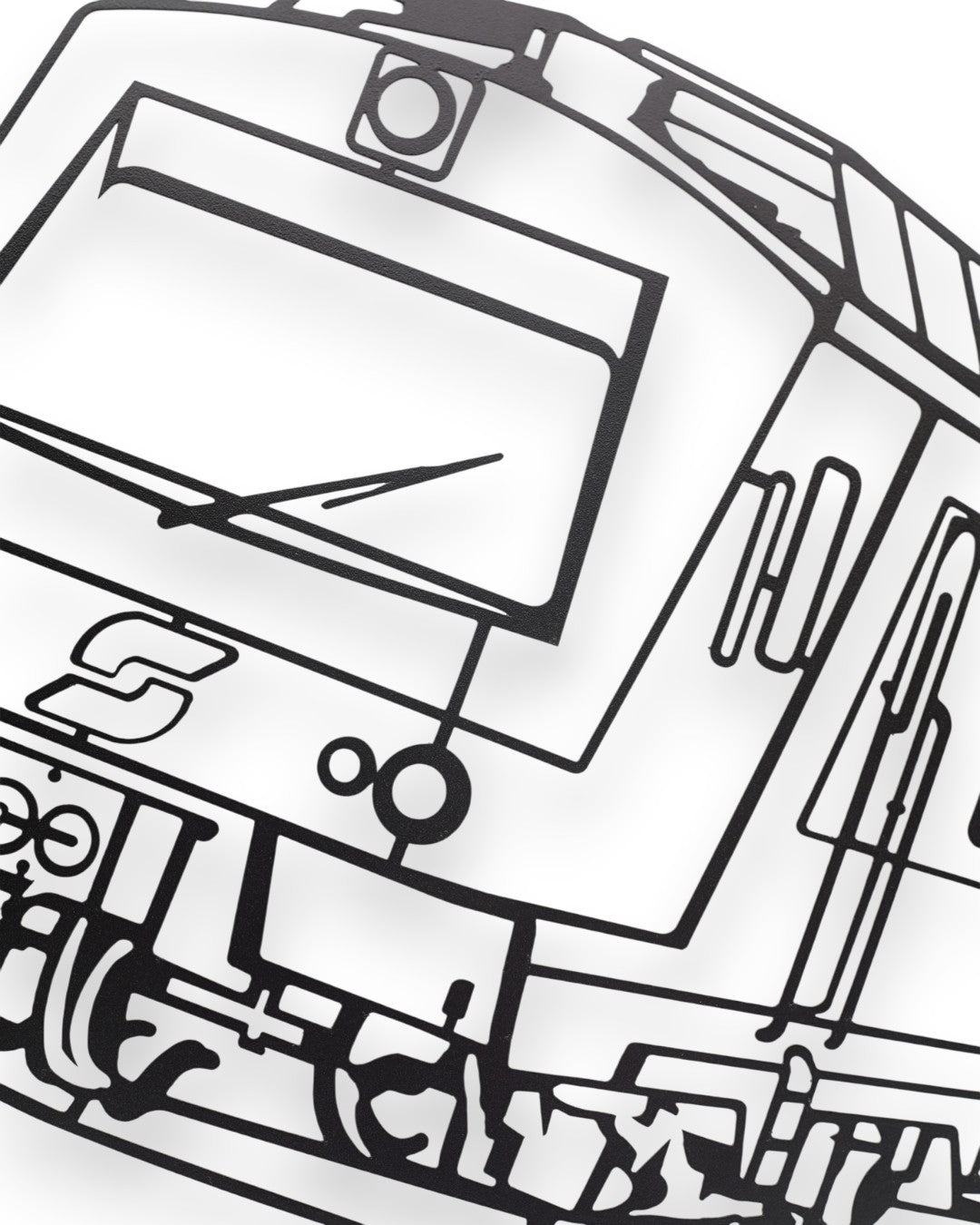 Trainimals Wiener Klassiker Metall-Wandbild, schwarzes, lasergeschnittenes Design einer Lokomotive, 30 cm