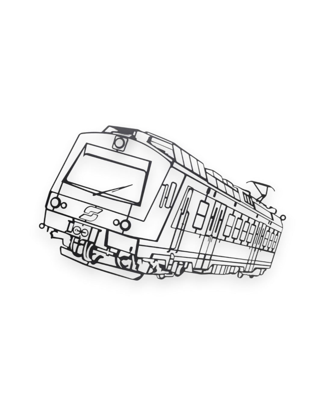 Trainimals Wiener Klassiker Metall-Wandbild, schwarzes, lasergeschnittenes Metallbild einer Lokomotive, 30 cm